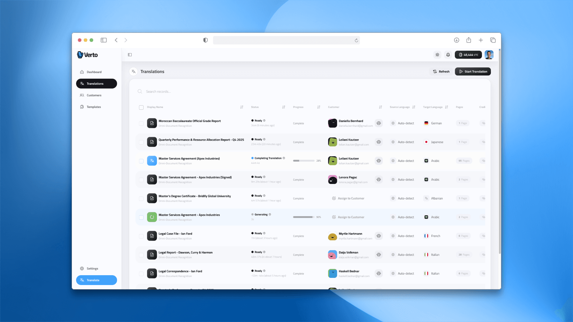 Global Queue: Real-time status tracking for concurrent translation jobs.